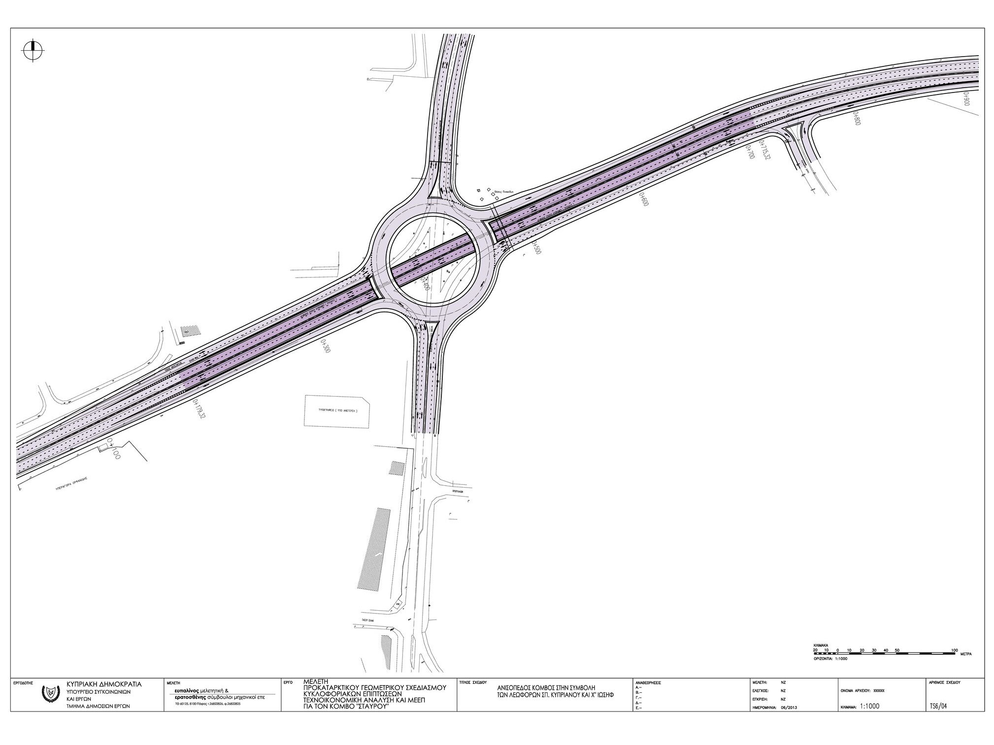 blueprint of highway with roundabout