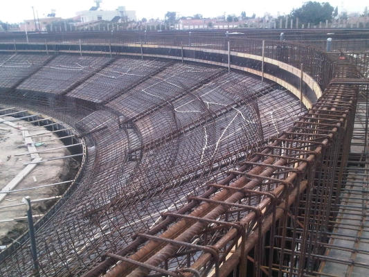 stadium seats during construction