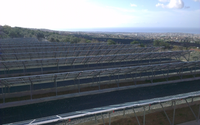 solar panel arrays, back view